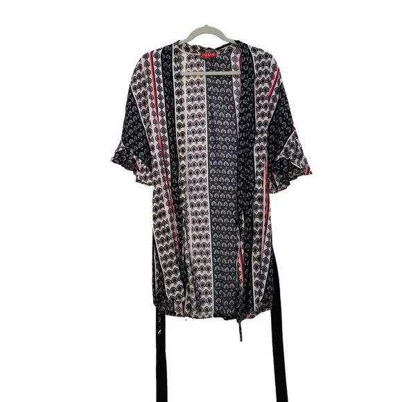 JOSIE NATORI NEW Women's Floral Print Robe Loungewear Short Sleeve Rayon Size S - Picture 5 of 13